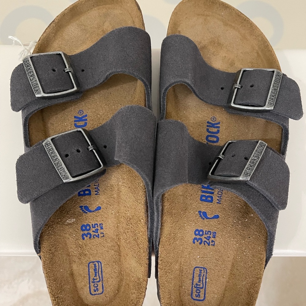 Birkenstock Velvet Gray Arizona Soft Footbed